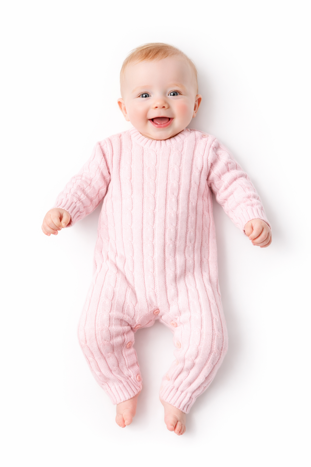 Pink Cable Knit Baby Bodysuit – 100% Cotton