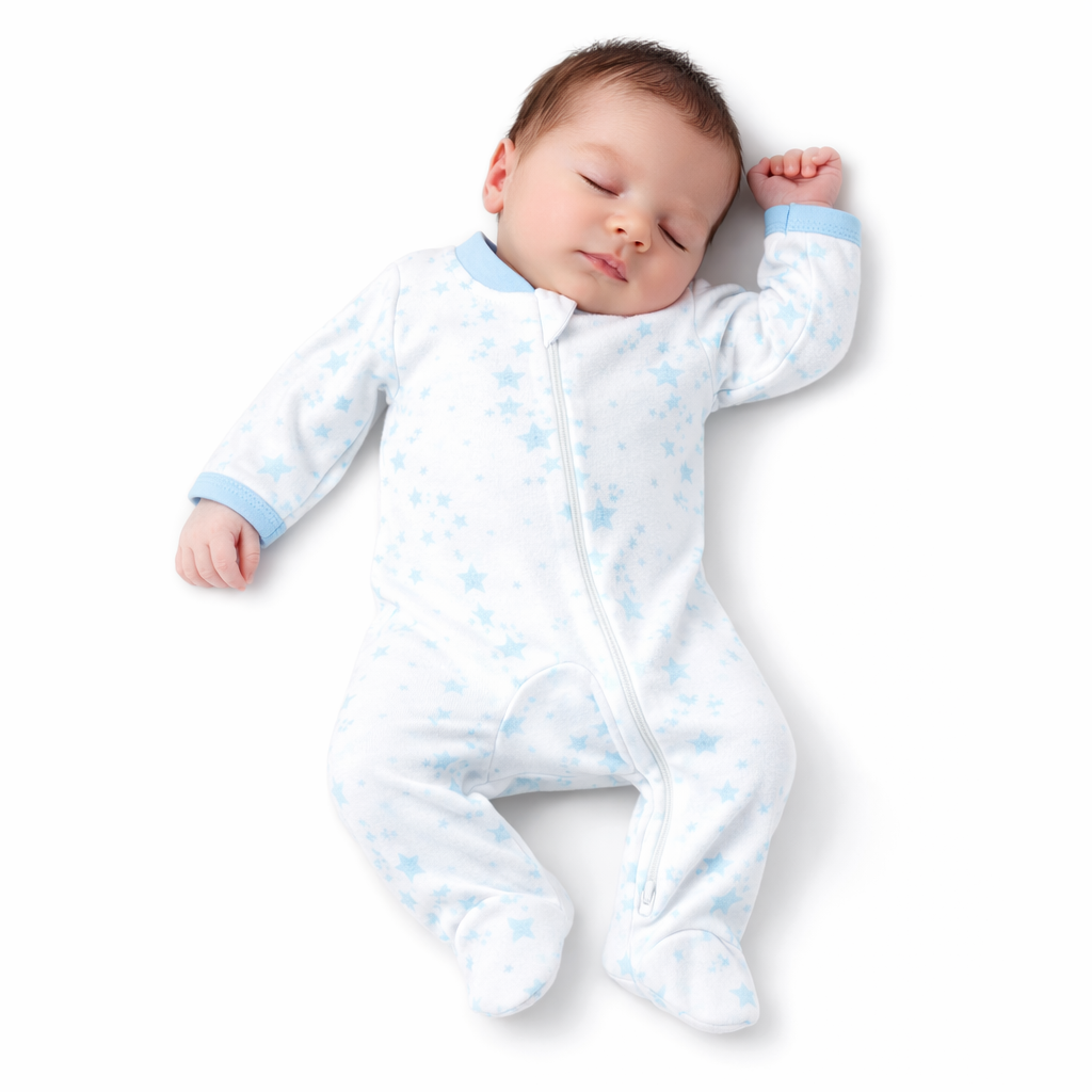 Blue Star Zip Baby Sleeper| One Piece – 100% Cotton