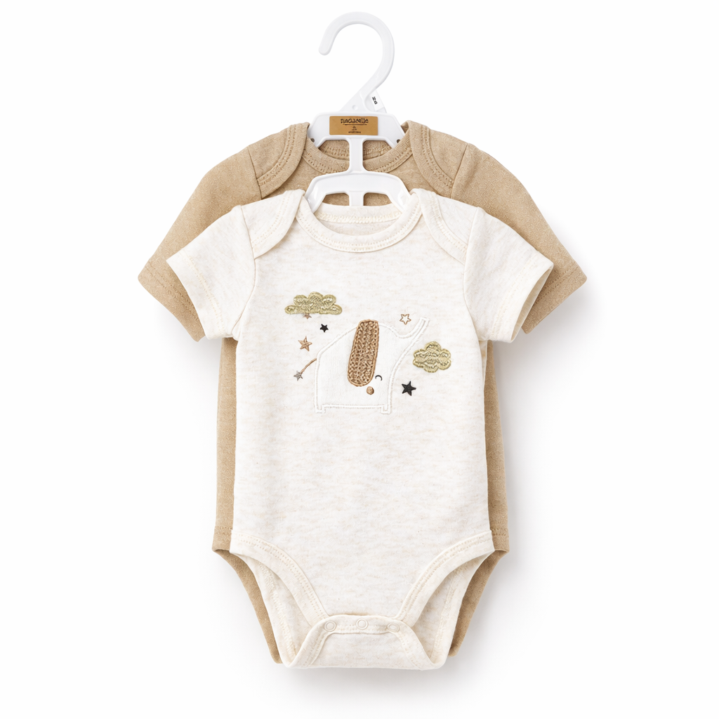 3 Piece Neutral Forest Baby Outfit – 2 Bodysuits & Pants, 100% Cotton