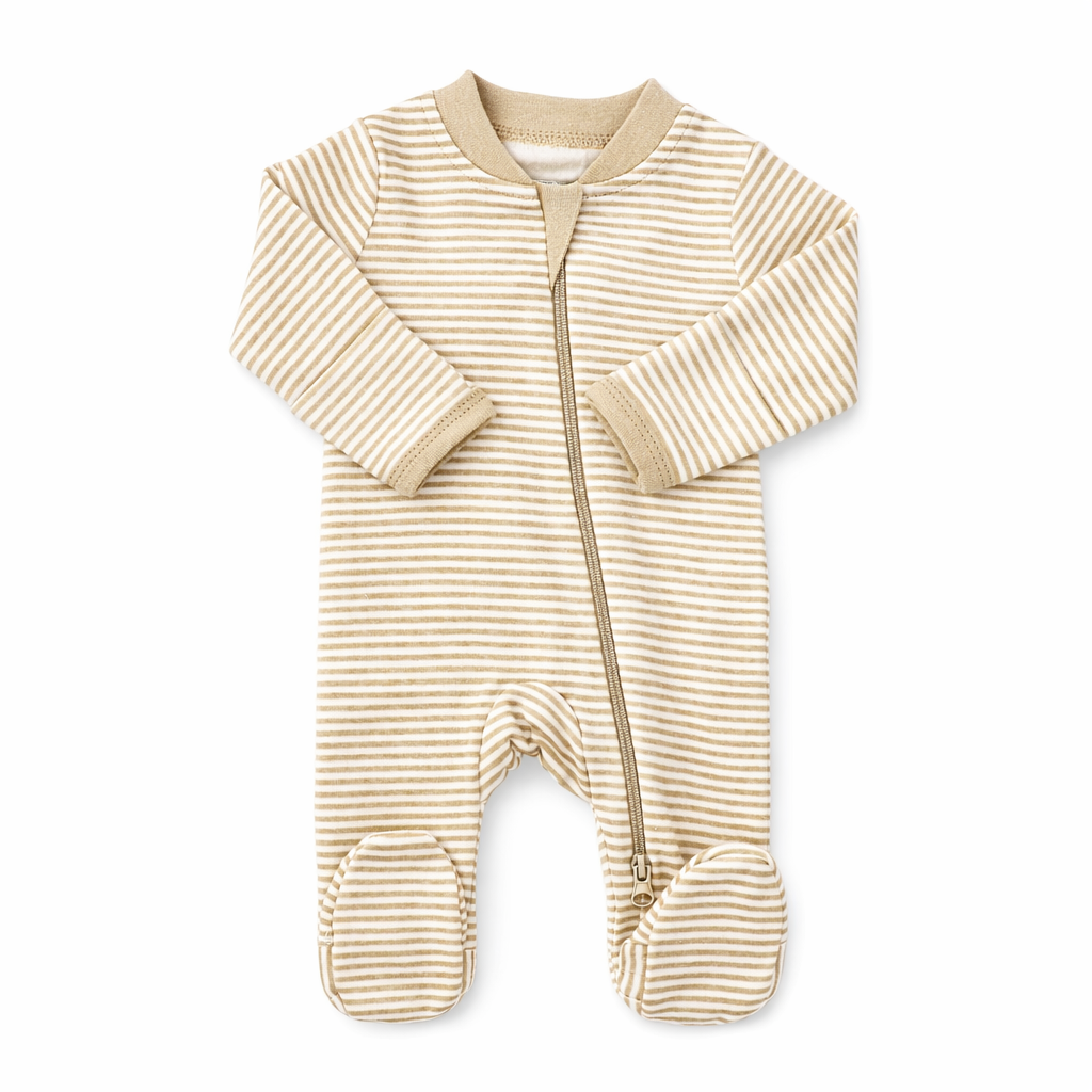 2 Pack Giraffe & Stripe Zip Baby Sleepers – 100% Cotton