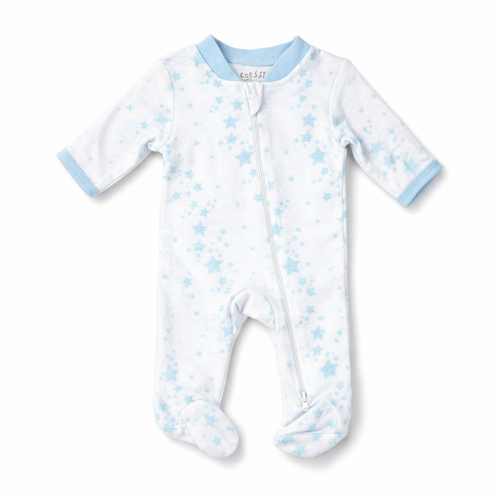 Blue Star Zip Baby Sleeper| One Piece – 100% Cotton