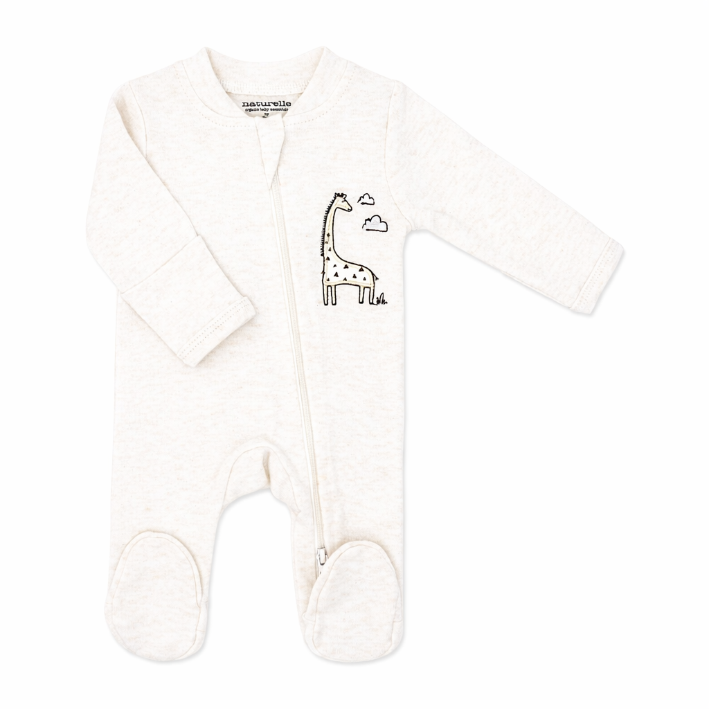 2 Pack Giraffe & Stripe Zip Baby Sleepers – 100% Cotton