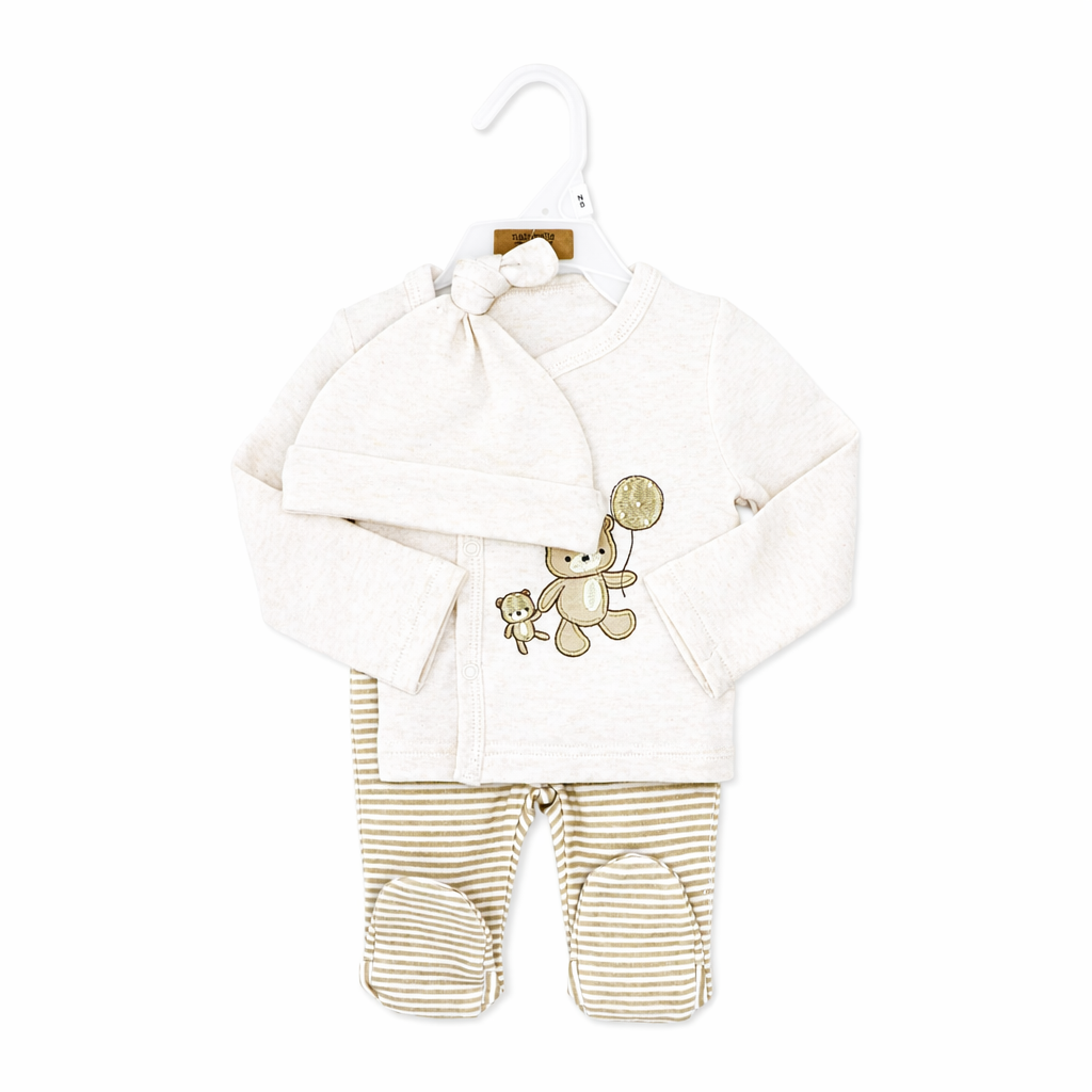 3 Piece Baby Outfit Sets| Teddy Bear – 100% Cotton