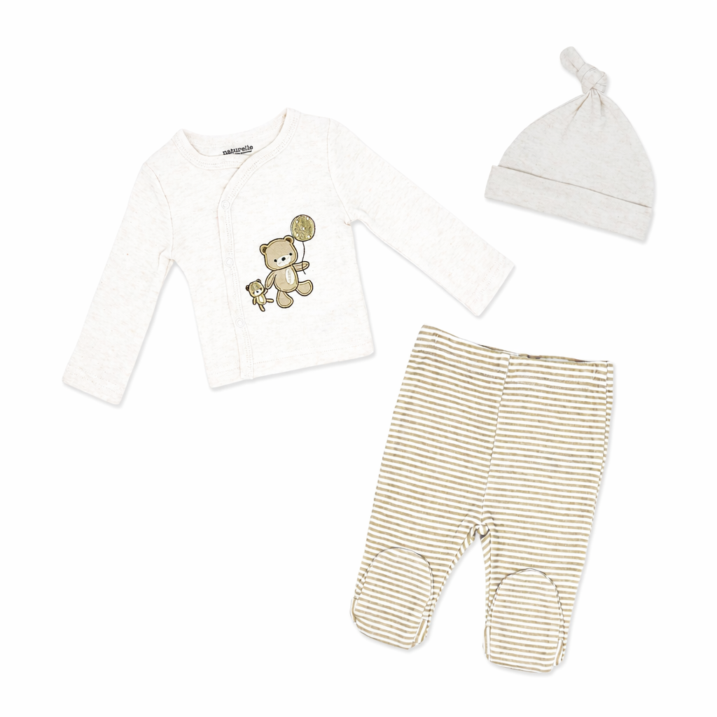 3 Piece Baby Outfit Sets| Teddy Bear – 100% Cotton