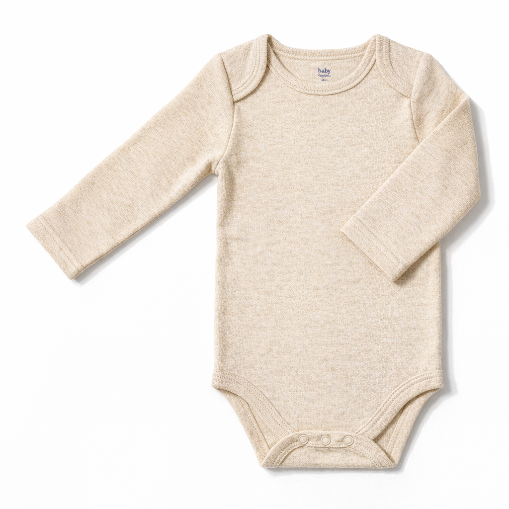 Body bébé beige à manches longues – 100 % coton