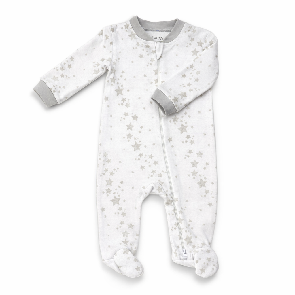 Grey Star Zip Baby Sleeper| One Piece – 100% Cotton
