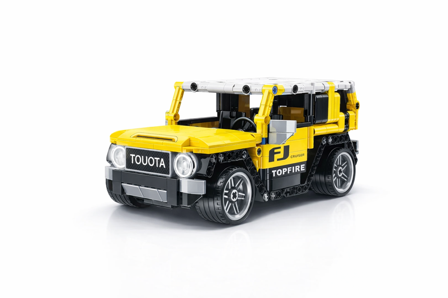 Yellow Cruiser Building Block Car Set (497 Pieces) – Pullback Vehicle (Ages 6+)