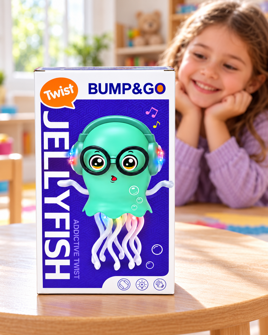 Dancing Jellyfish Toy – Bump &amp; Go Musical LED Light-Up Jellyfish