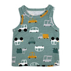 Car Print 4 Piece Baby Summer Outfit Set with Sunglasses