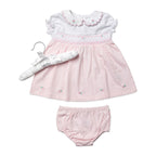 Pink Smocked Baby Dress & Diaper Cover – 100% Cotton