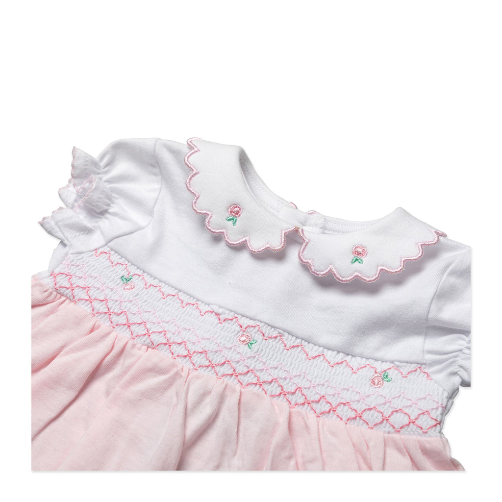 Pink Smocked Baby Dress & Diaper Cover – 100% Cotton