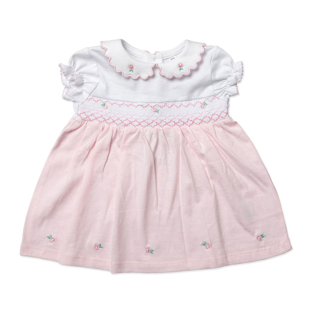 Pink Smocked Baby Dress & Diaper Cover – 100% Cotton